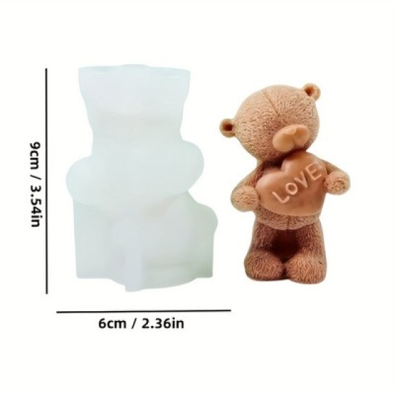 Silikonski kalup za svijeće - medo Love