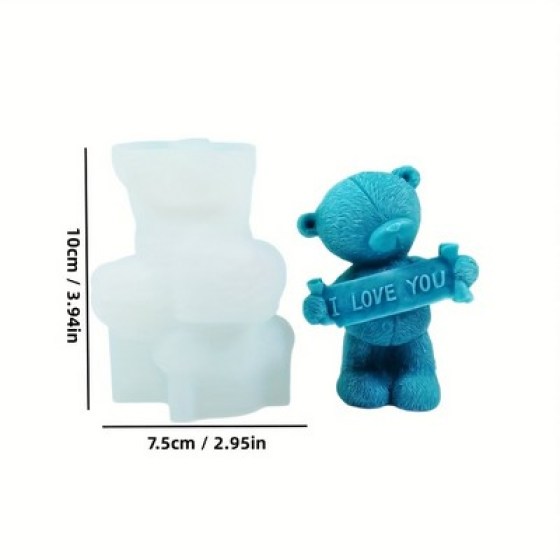 Silikonski kalup za svijeće - medo I love you