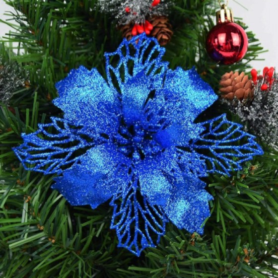 Dekoracija cvijet - glitter kraljevsko plava