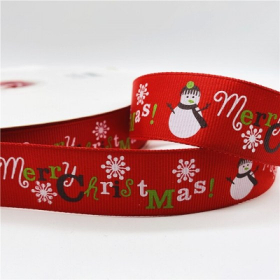 Ukrasna božićna traka 25mm - crvena 07