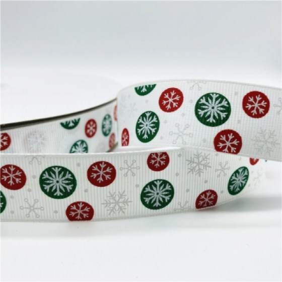 Ukrasna božićna traka 25mm - bijela 03 Ukrasna božićna traka 25mm - bijela 03