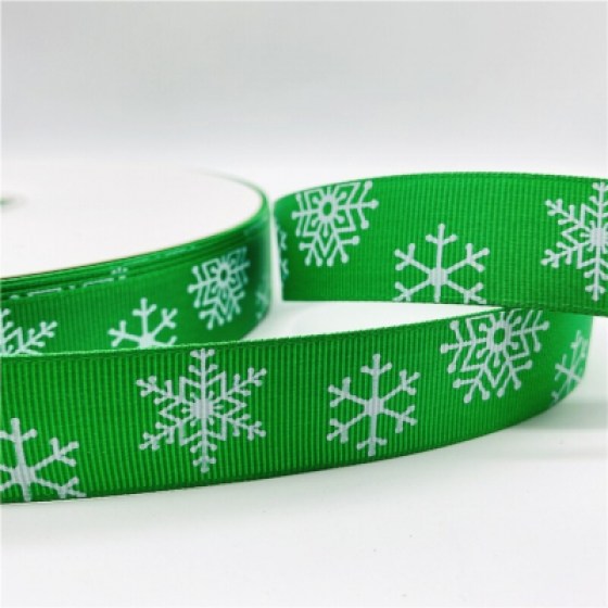 Ukrasna božićna traka 25mm - zelena 01