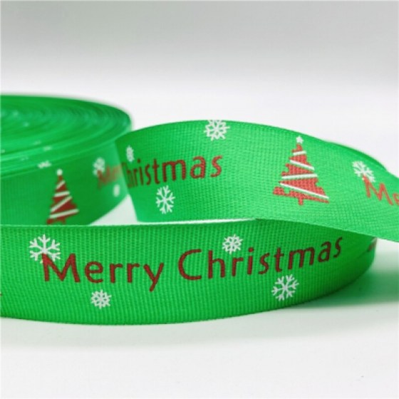 Ukrasna božićna traka 25mm - zelena 03