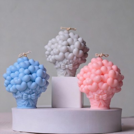 Silikonski kalup za svijeće - buket srca