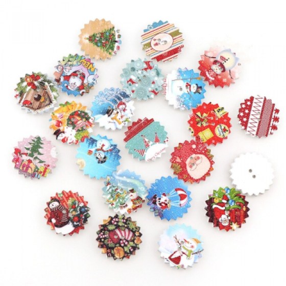 Drveni Božićni gumbići Drveni Božićni gumbići