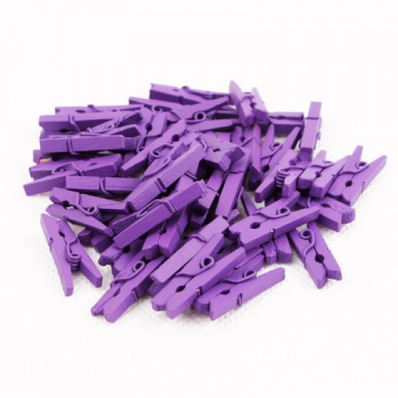 Drvene kvačice ljubičaste 25mm Drvene kvačice ljubičaste 25mm