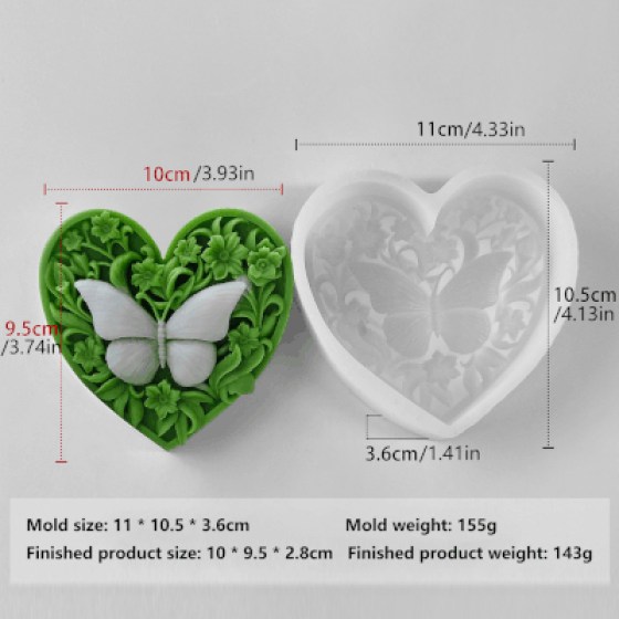 Silikonski kalup leptir u srcu