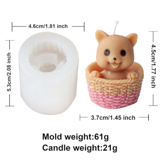 Silikonski kalup za svijeće - maca u košari