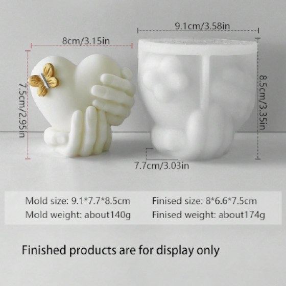 Silikonski kalup za svijeće - srce u rukama II