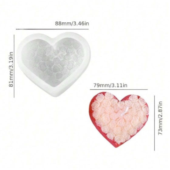 Silikonski kalup ruža u srcu
