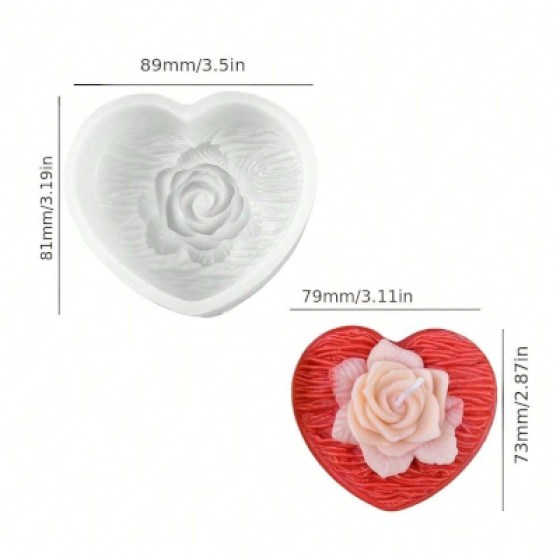 Silikonski kalup ruža u srcu