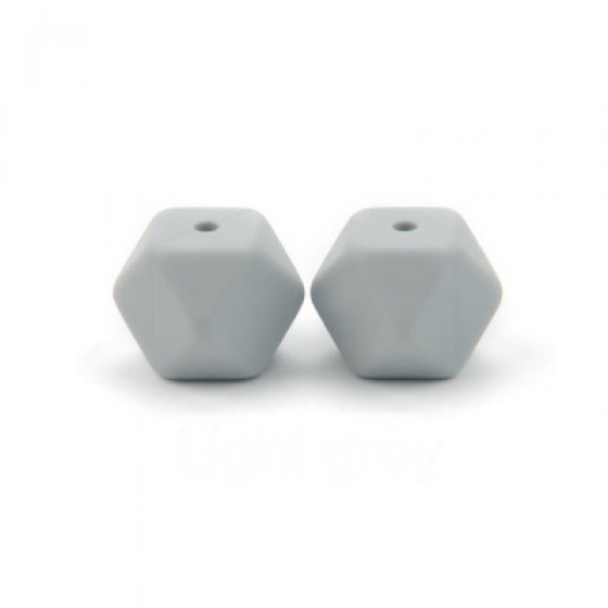 Silikonske perlice šesterokut sive 14mm