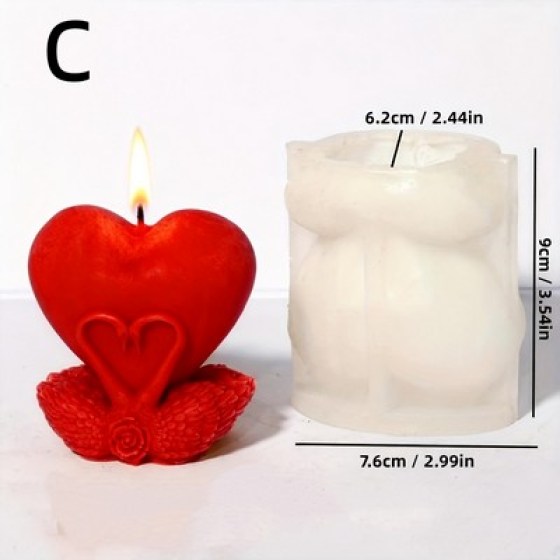 Silikonski kalup za svijeće - srce & labudovi