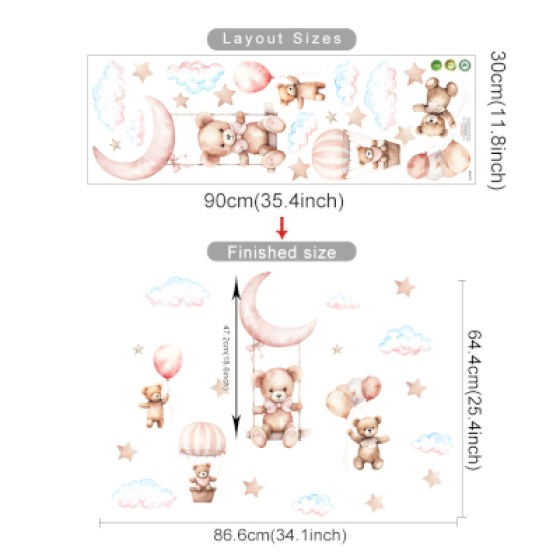 Zidna naljepnica medo rozi