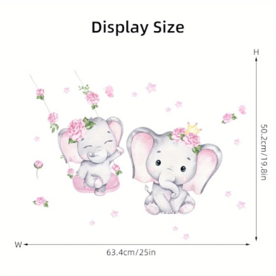 Zidna naljepnica slonići rozi