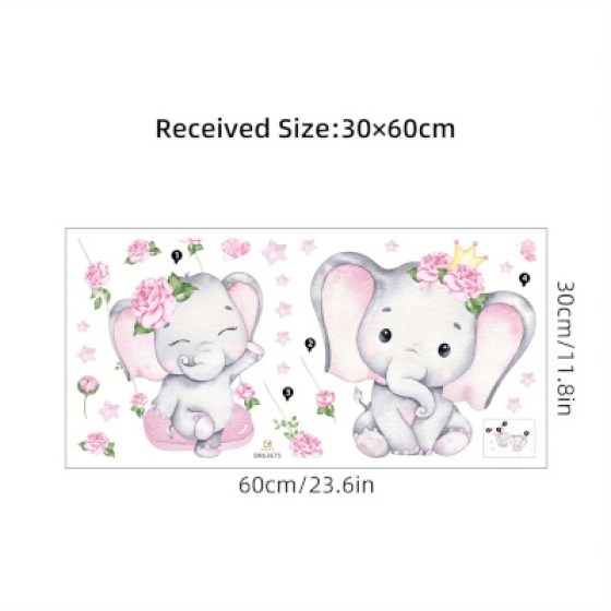 Zidna naljepnica slonići rozi