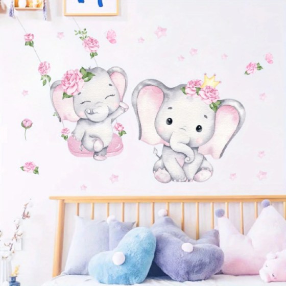 Zidna naljepnica slonići rozi Zidna naljepnica slonići rozi